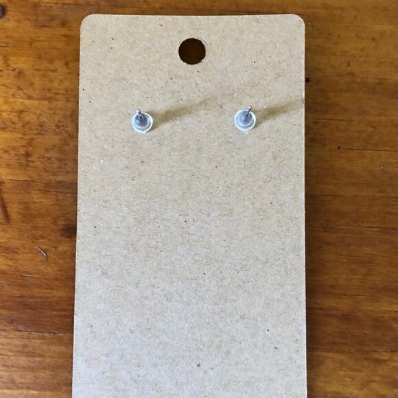 Pink Mini Christmas Tree Stud Earrings - Hand Painted Wood, Hypoallergenic - Picture 2 of 4